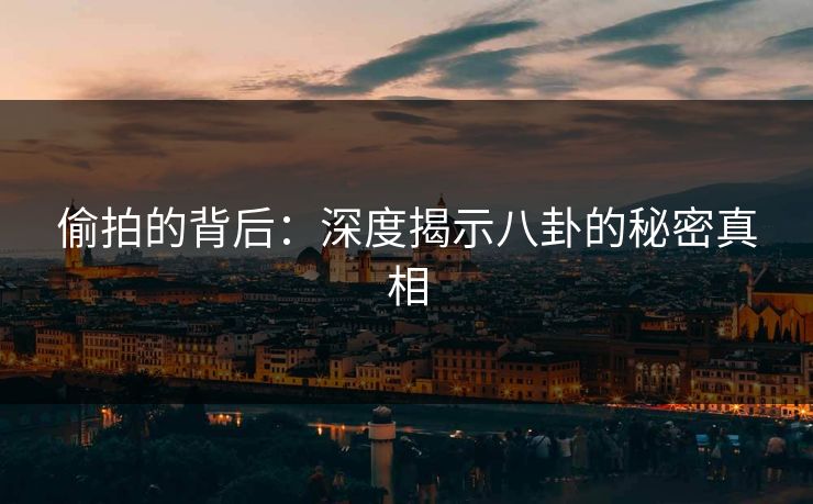 偷拍的背后：深度揭示八卦的秘密真相