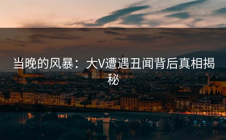 当晚的风暴：大V遭遇丑闻背后真相揭秘