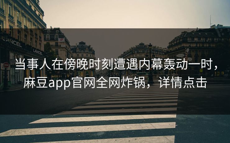 当事人在傍晚时刻遭遇内幕轰动一时，麻豆app官网全网炸锅，详情点击