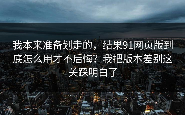 我本来准备划走的，结果91网页版到底怎么用才不后悔？我把版本差别这关踩明白了